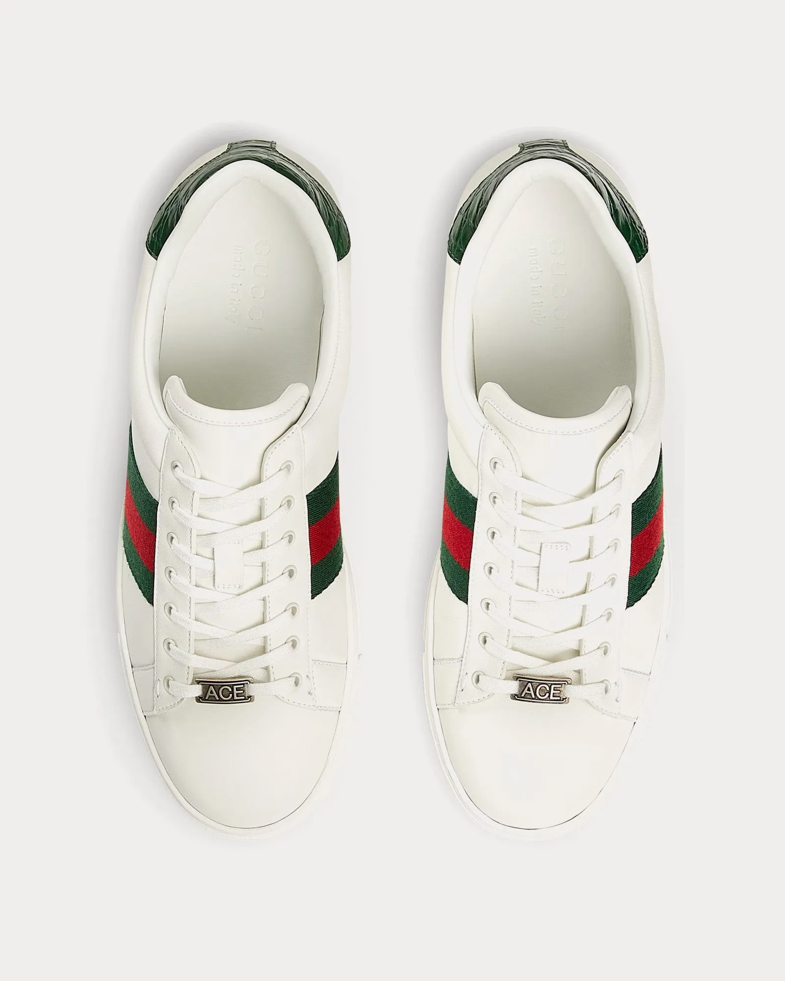 Ace With Web Leather White / Green / Red Low Top Sneakers