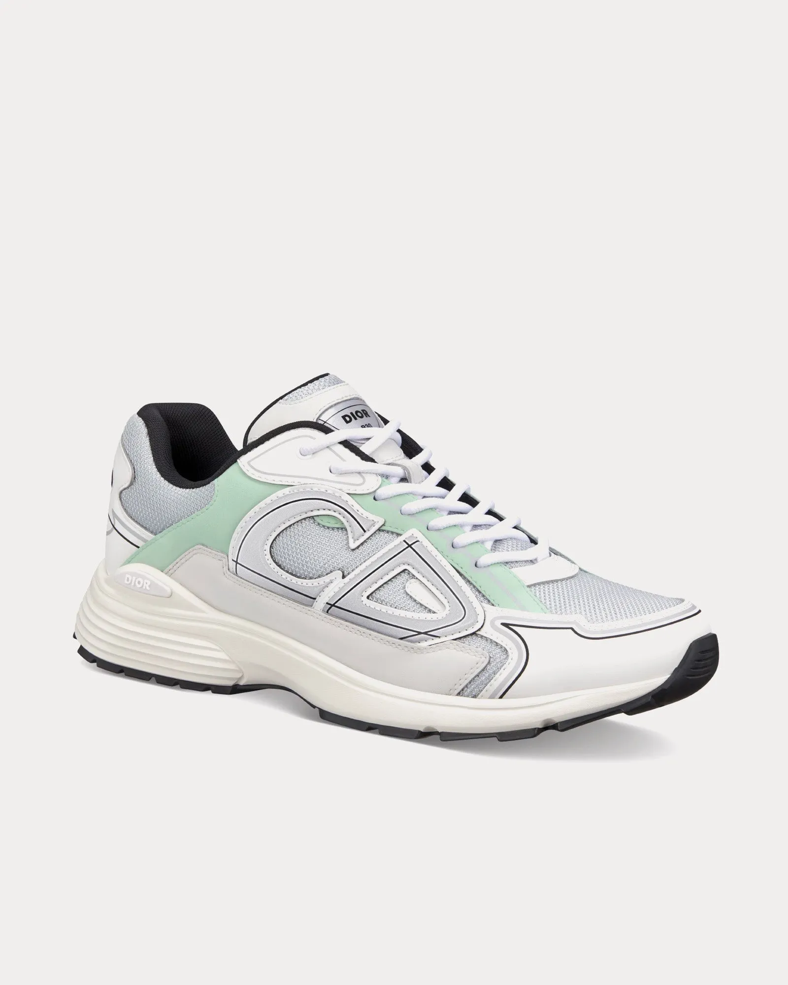 B30 Mesh & Technical Fabric Gray / Light Green / White / Black Low Top Sneakers