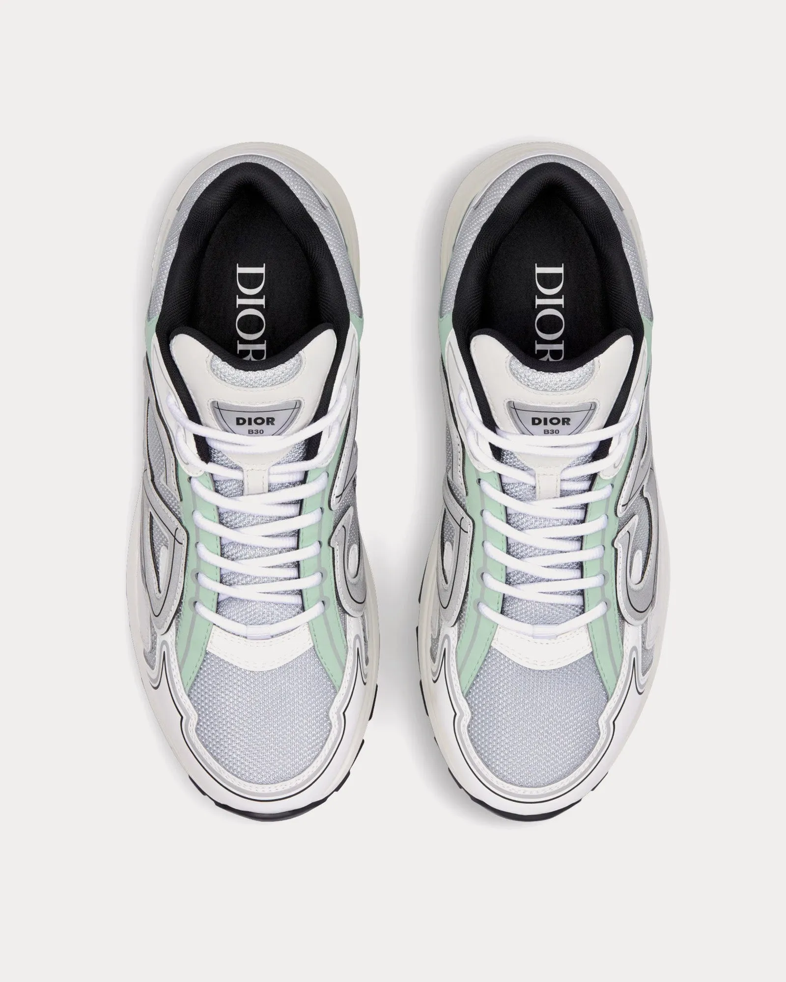 B30 Mesh & Technical Fabric Gray / Light Green / White / Black Low Top Sneakers