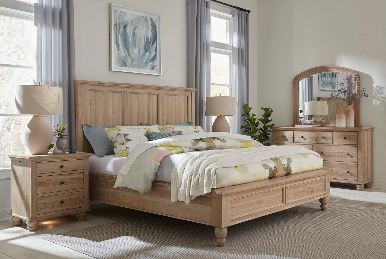 Cambridge Panel Bed - Queen - Modern Khaki