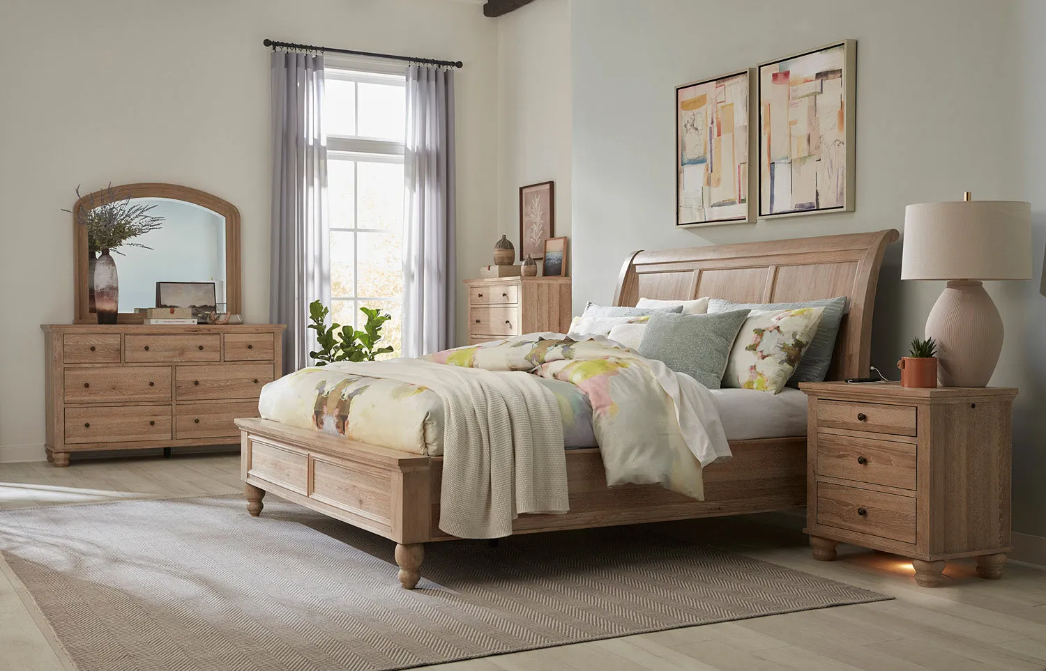 Cambridge Sleigh Bed - Queen - Modern Khaki