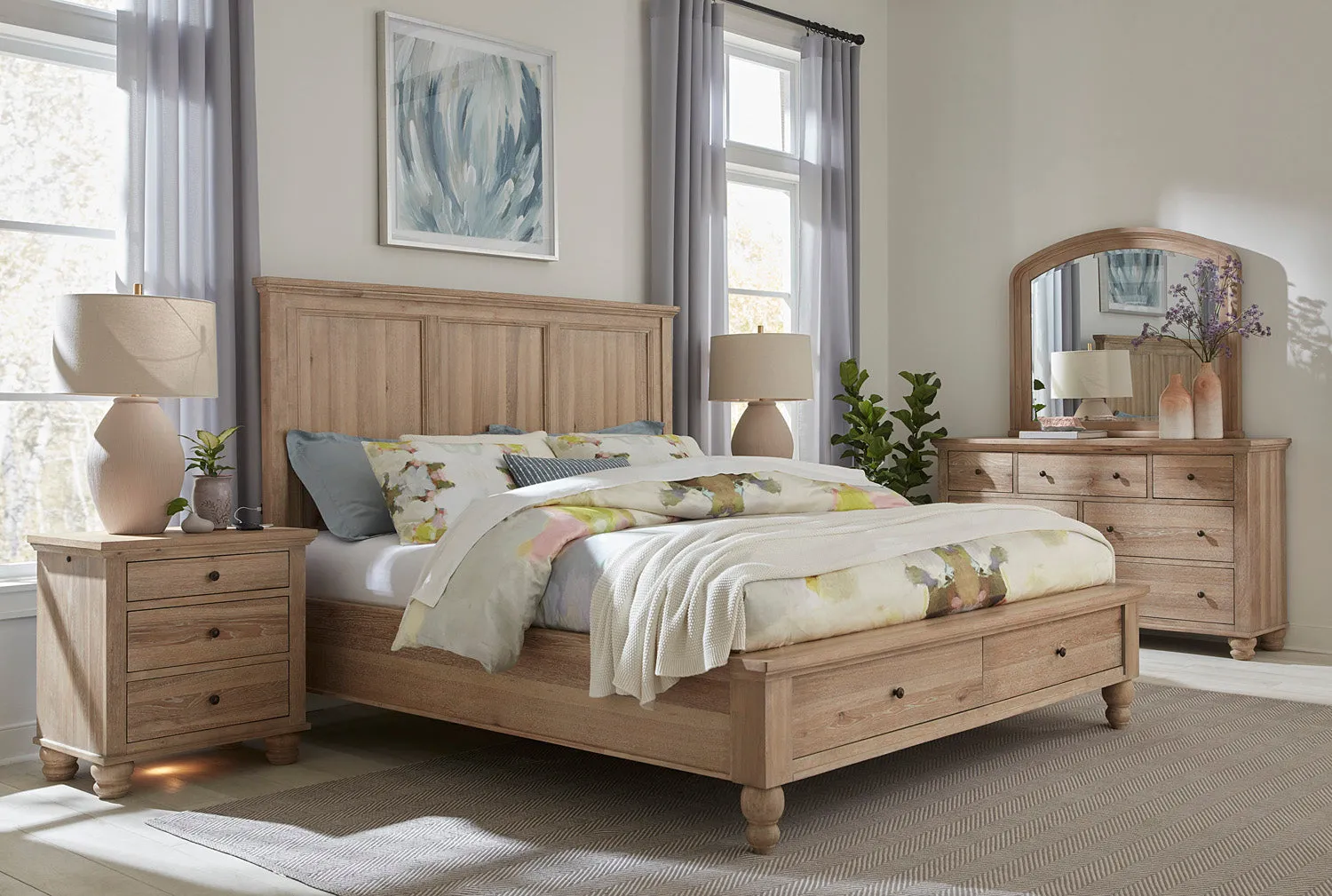 Cambridge Storage Panel Bed - Queen - Modern Khaki