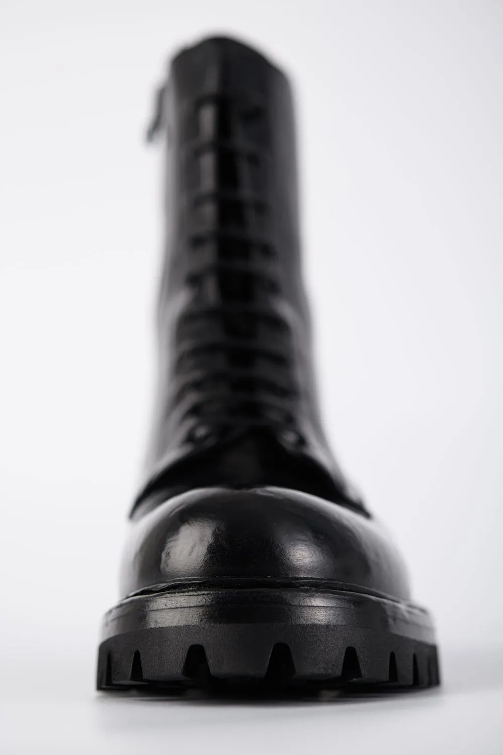 CAMDEN jet-black military boots.