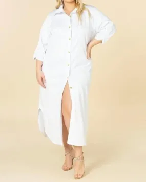 Curvy Maxi Shirtdress in White | White