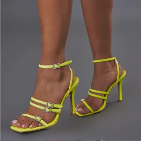 Elegant Rhinestone Ankle Strap Peep Toe High Heel Sandals