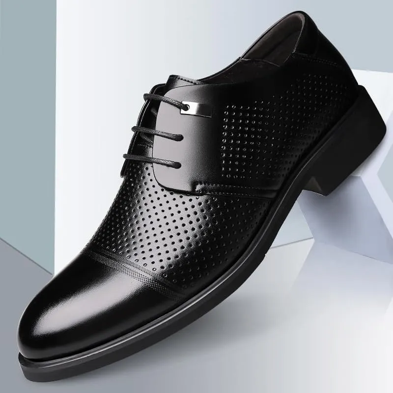Elevator Shoes for Men Faux Leather Height Increasing Dress Formal Shoes That Make You Taller 2 Inches.