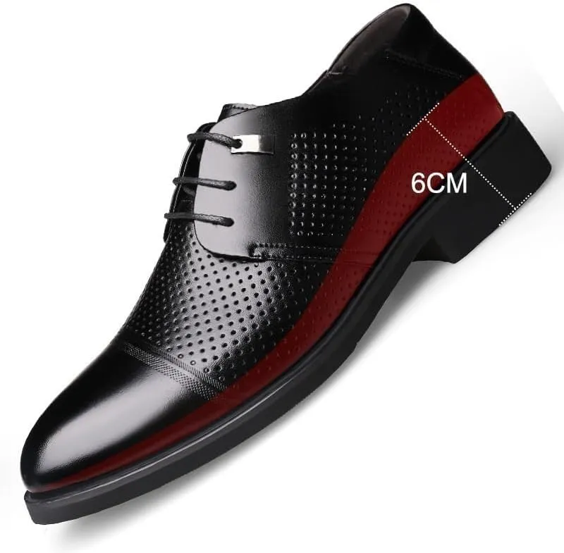 Elevator Shoes for Men Faux Leather Height Increasing Dress Formal Shoes That Make You Taller 2 Inches.