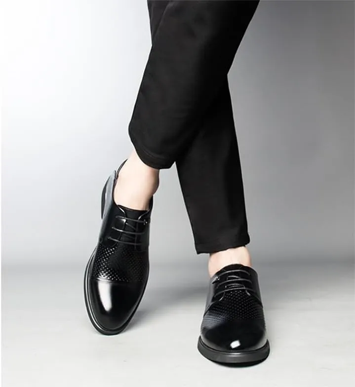 Elevator Shoes for Men Faux Leather Height Increasing Dress Formal Shoes That Make You Taller 2 Inches.