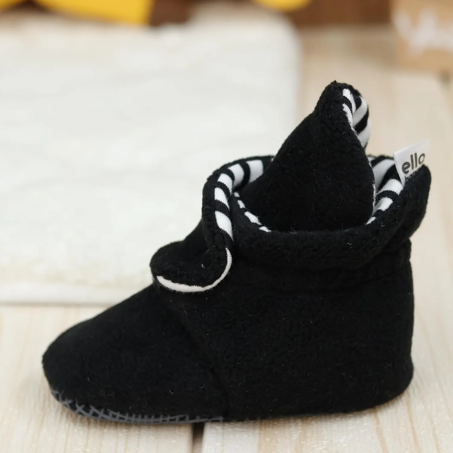 Ella Bonna Fleece Baby Booties, Three Snap Baby Slippers, Unisex Baby Gifts, Non-Slip Newborn Booties for Boys and Girls, Infant Baby Shower Shoes Months