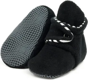 Ella Bonna Fleece Baby Booties, Three Snap Baby Slippers, Unisex Baby Gifts, Non-Slip Newborn Booties for Boys and Girls, Infant Baby Shower Shoes Months