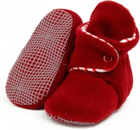 Ella Bonna Fleece Baby Booties, Three Snap Baby Slippers, Unisex Baby Gifts, Non-Slip Newborn Booties for Boys and Girls, Infant Baby Shower Shoes Months