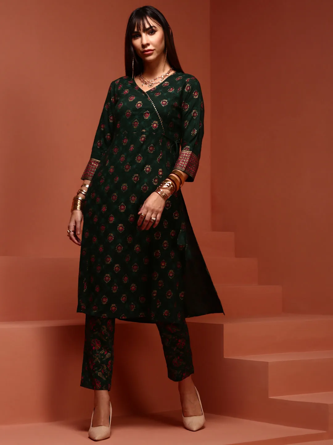 Green A line Kurta Set