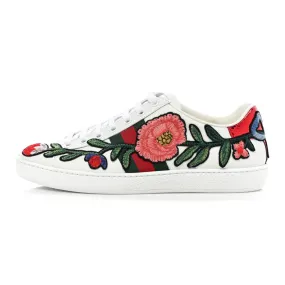 Gucci Calfskin Web Floral Embroidered Womens Ace Sneakers