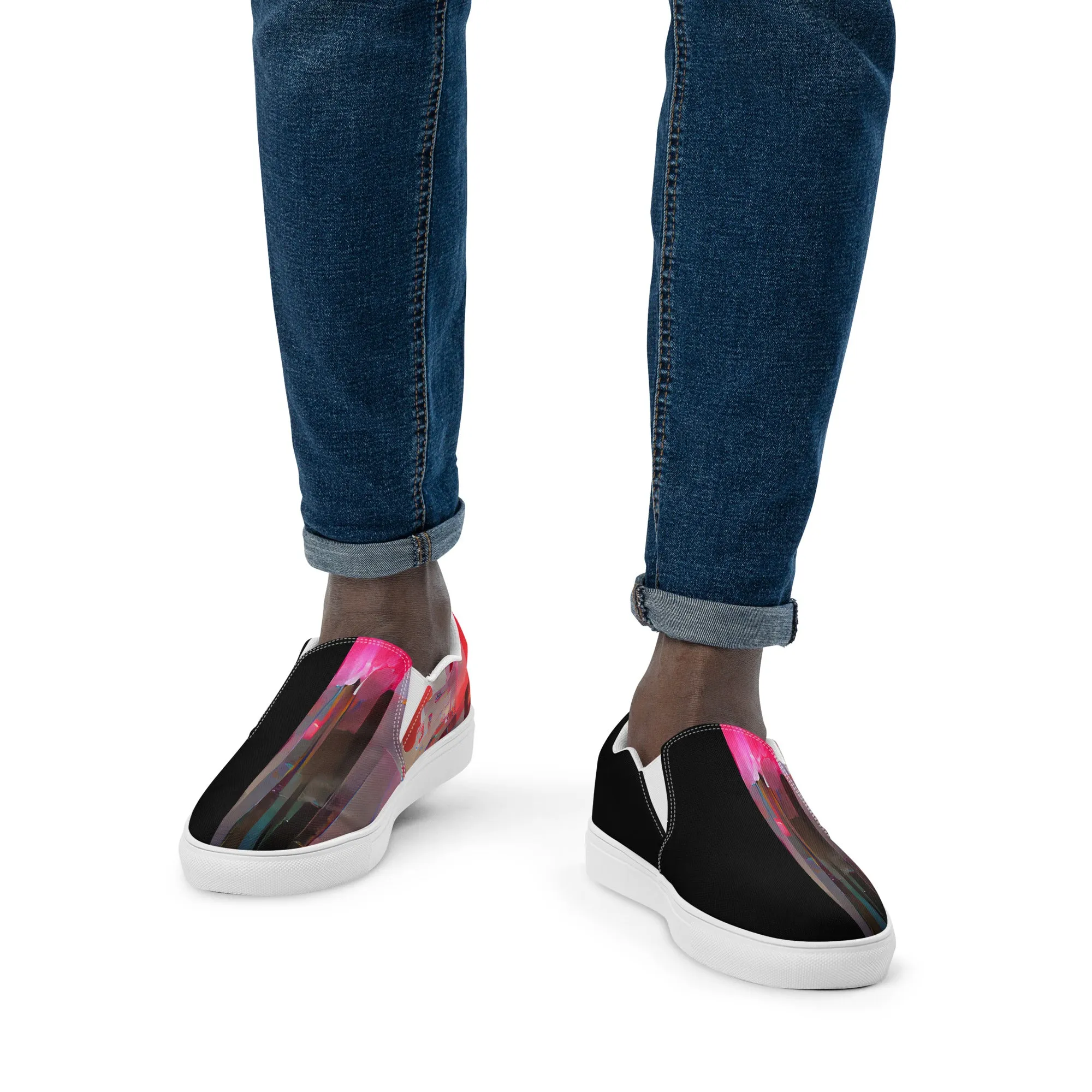 Half Black Half Báijiǔ - Mens Slip-On Canvas Shoes