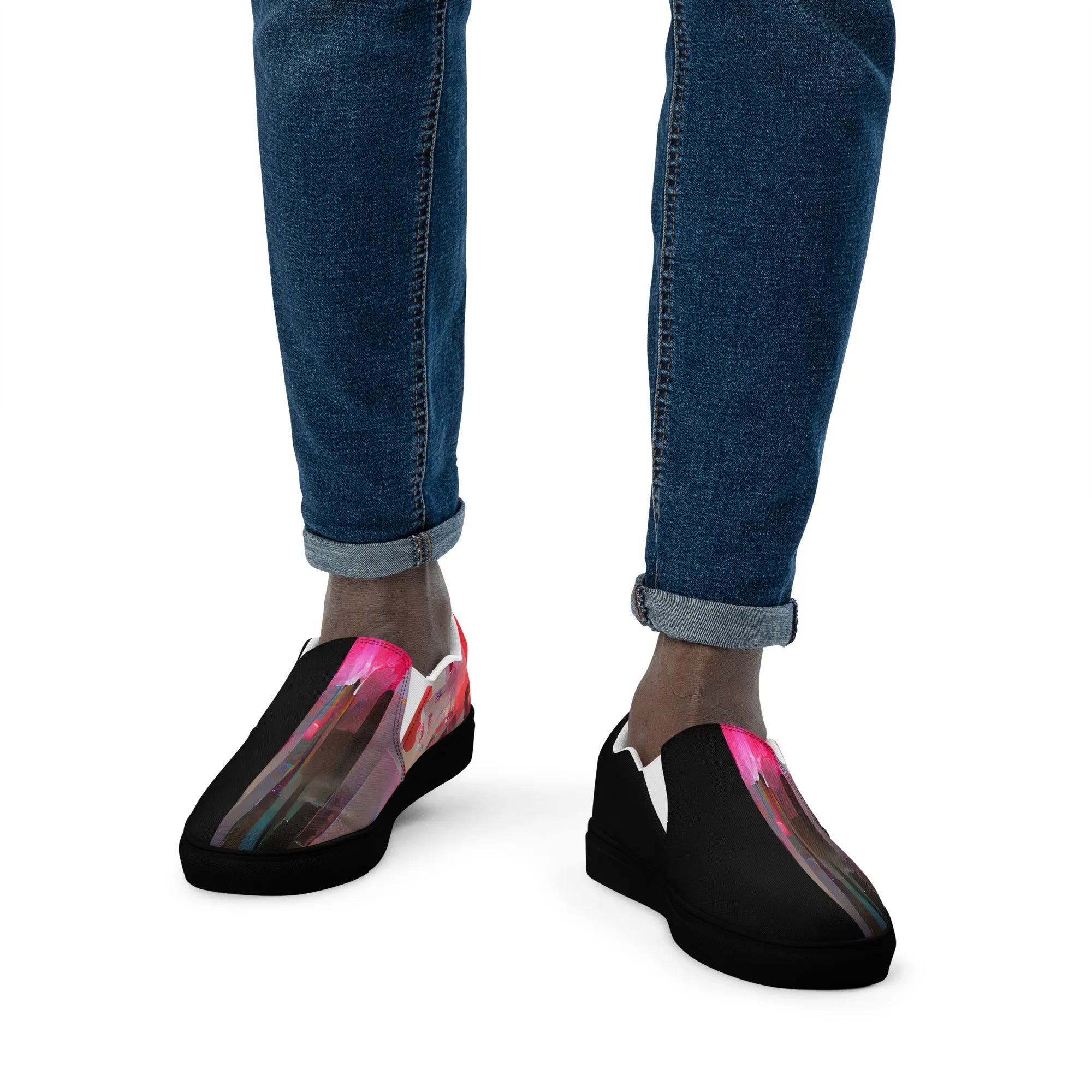 Half Black Half Báijiǔ - Mens Slip-On Canvas Shoes