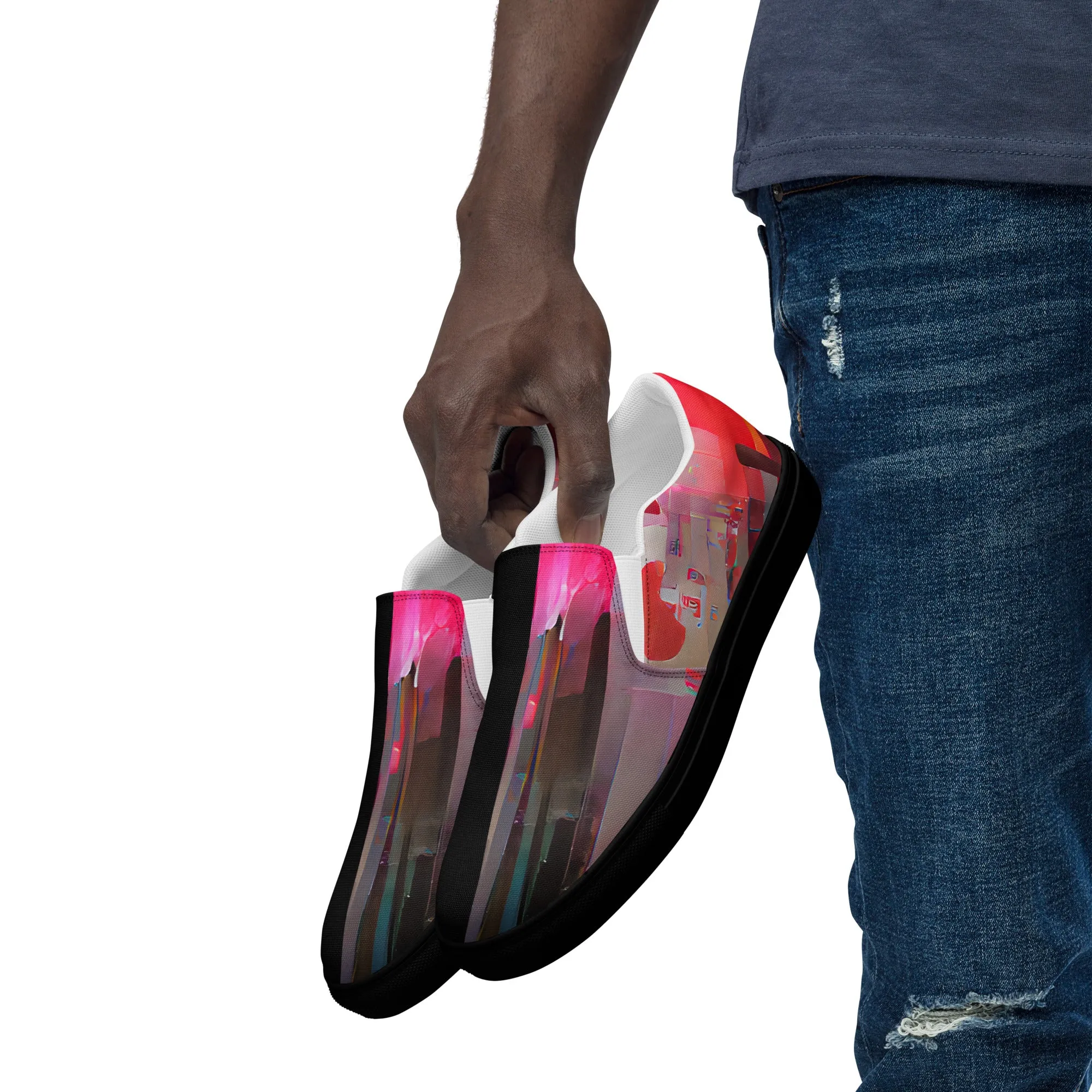 Half Black Half Báijiǔ - Mens Slip-On Canvas Shoes