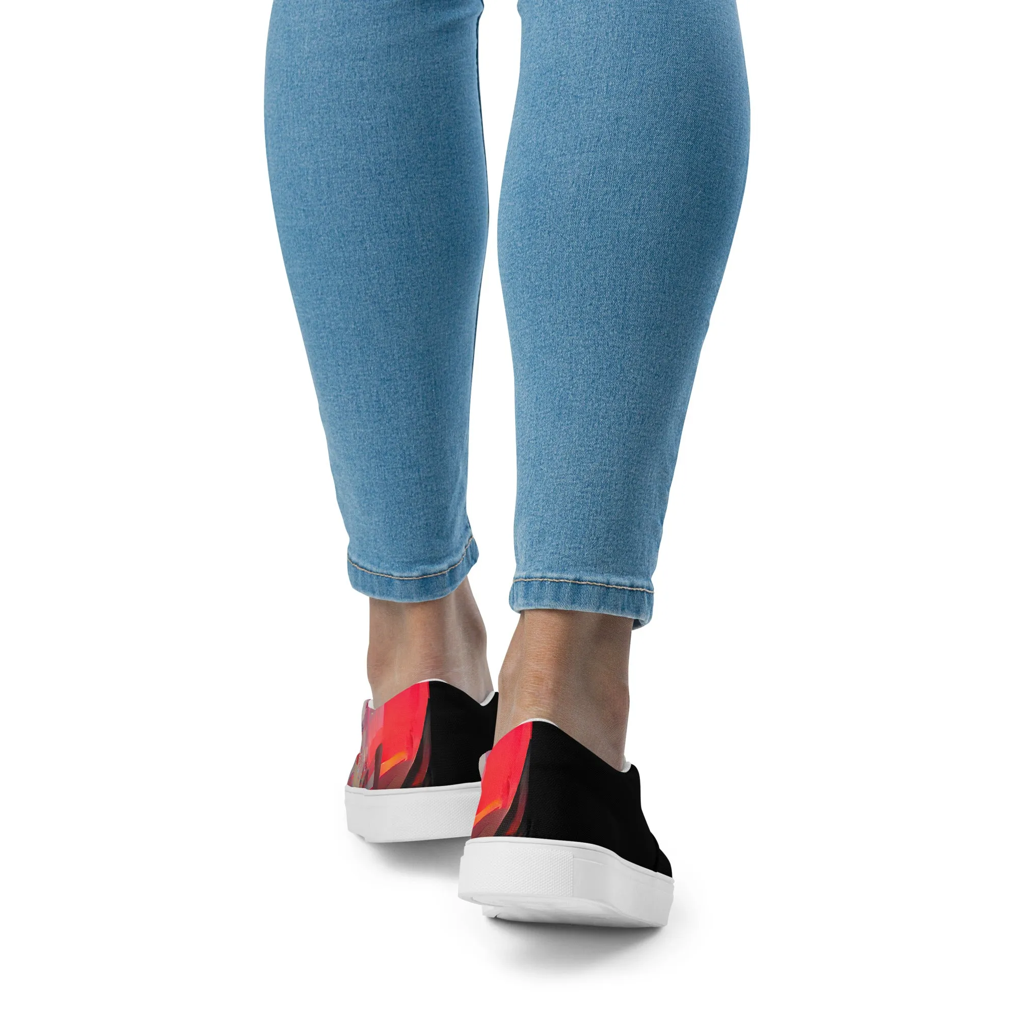 Half Black Half Báijiǔ - Womens Slip-On Canvas Shoes