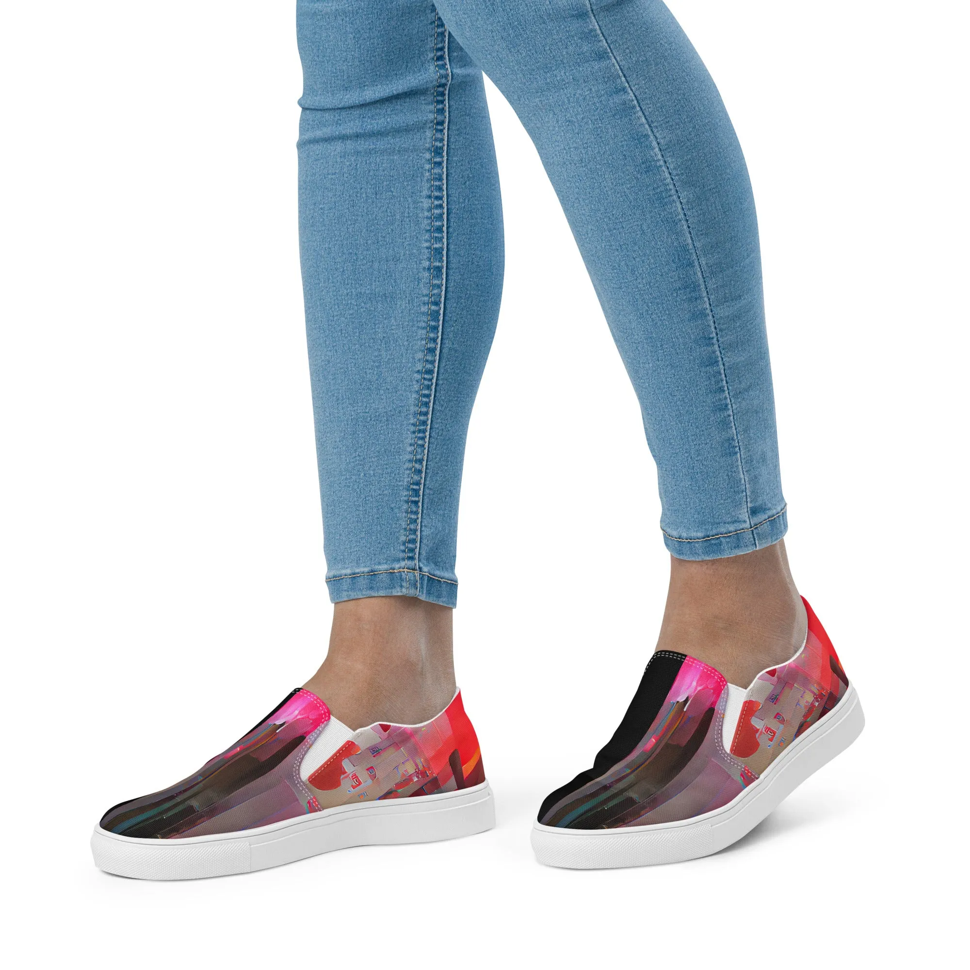 Half Black Half Báijiǔ - Womens Slip-On Canvas Shoes