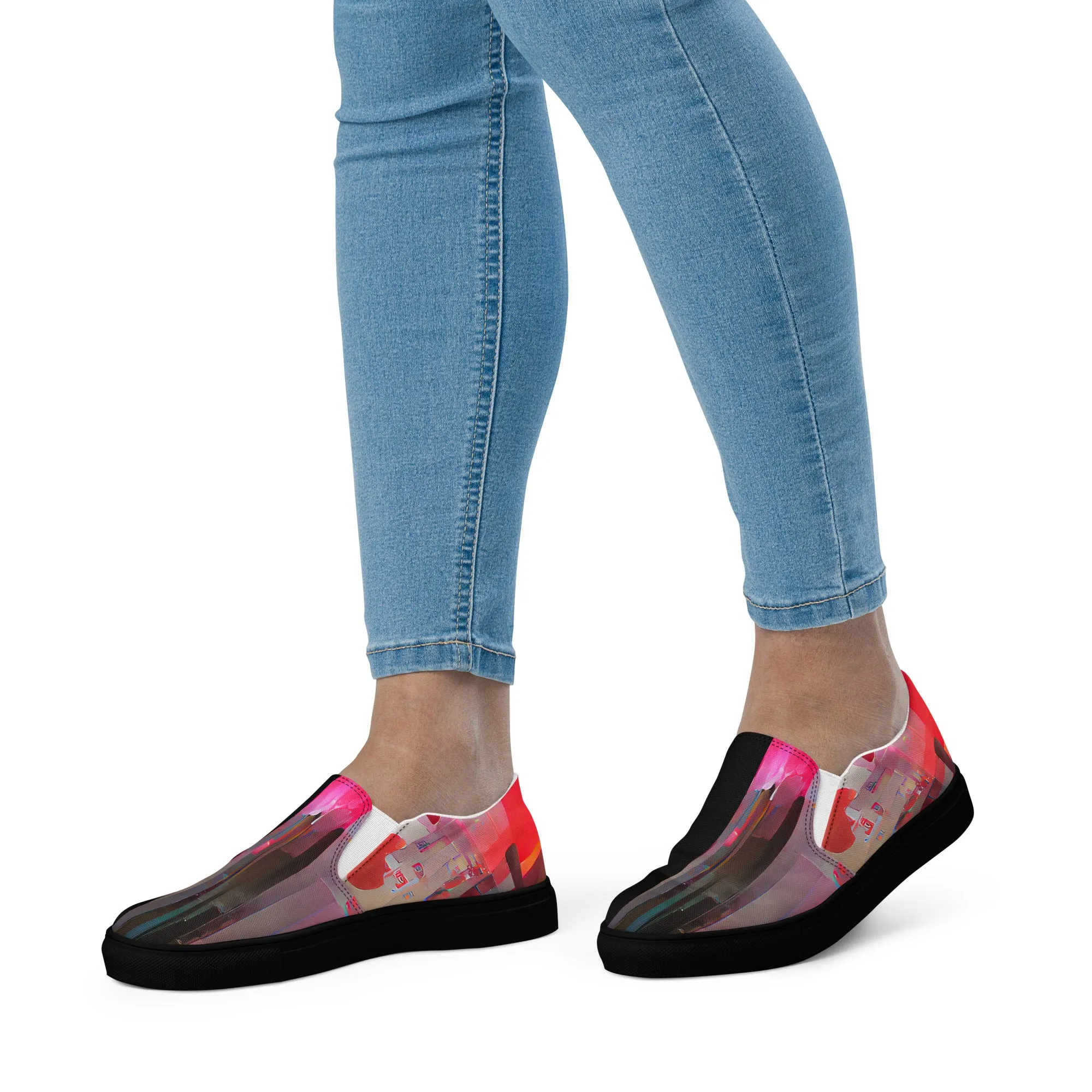 Half Black Half Báijiǔ - Womens Slip-On Canvas Shoes