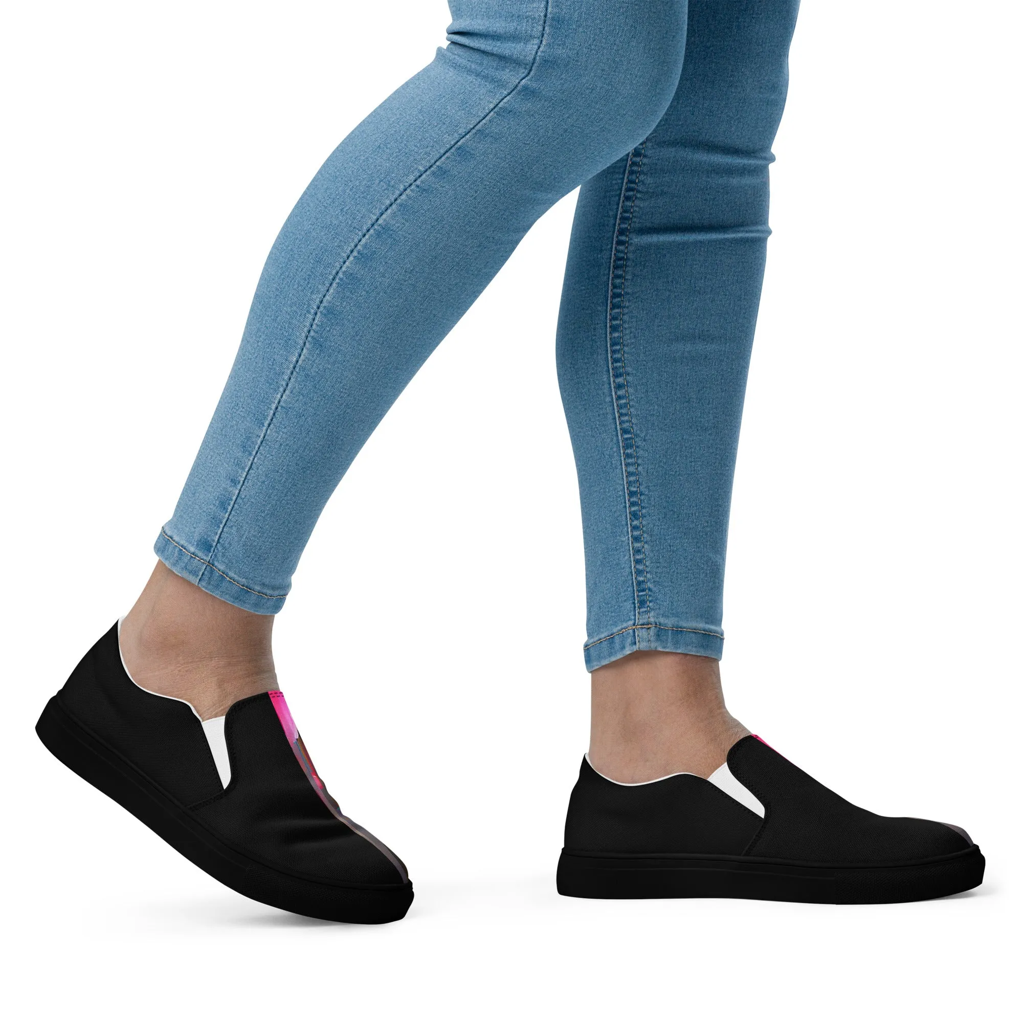 Half Black Half Báijiǔ - Womens Slip-On Canvas Shoes