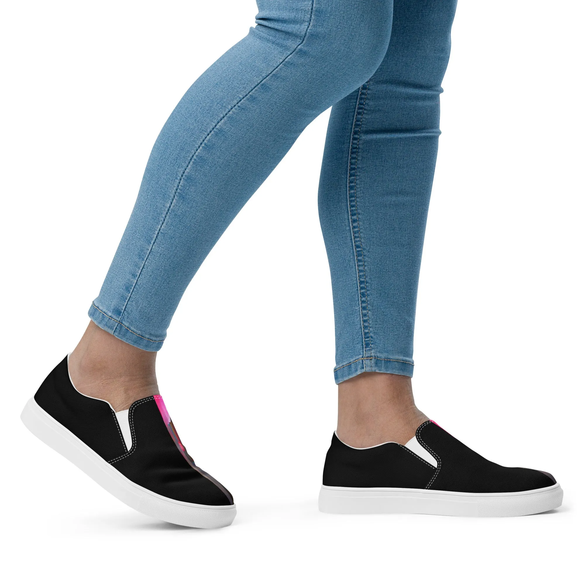 Half Black Half Báijiǔ - Womens Slip-On Canvas Shoes