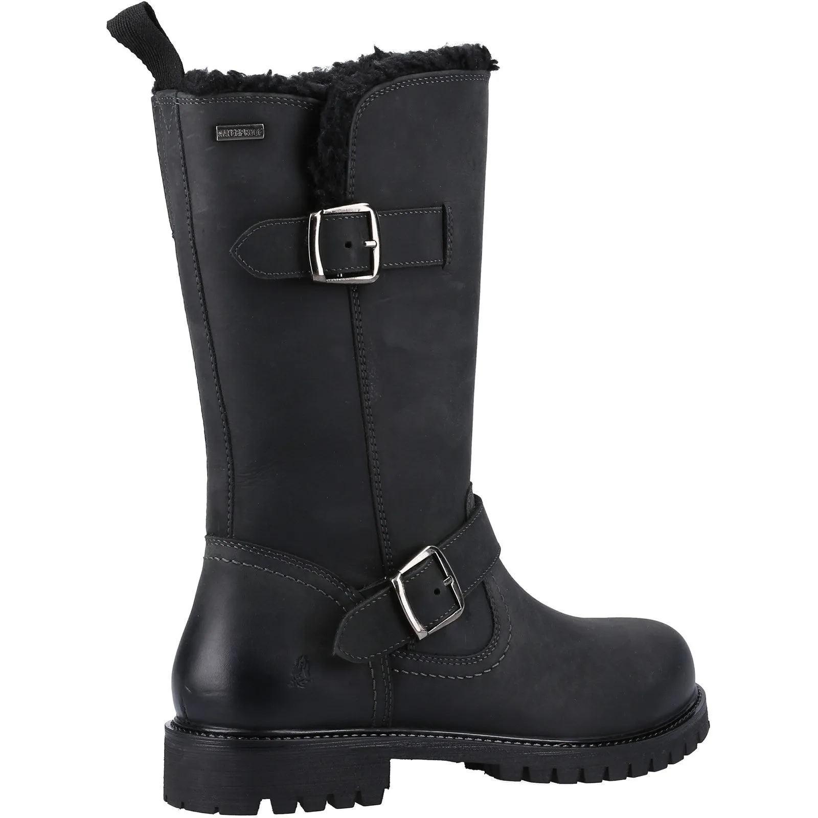 Hush Puppies Womens Winnie Shearling Lined Leather Boots - Black