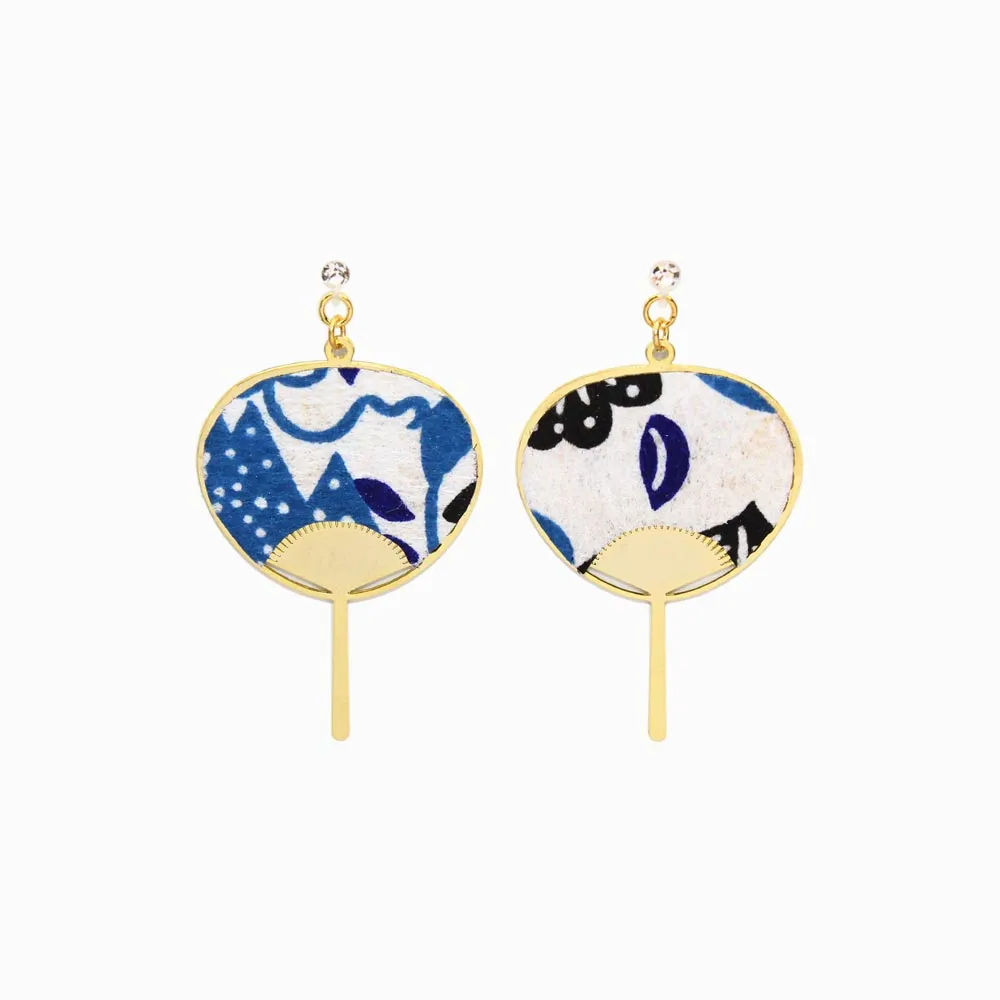 Japanese Paper Fan Invisible Clip On Earrings
