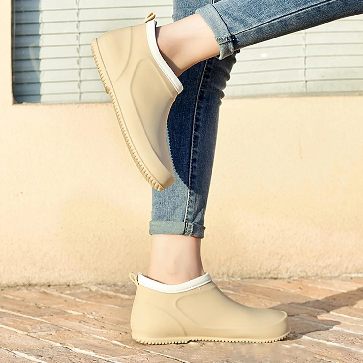 MAIZUN Womens Rain Boots Waterproof Outdoor Chelsea Boots Lightweight Rubber Platform Garden Shoes Anti-slipping Adult
