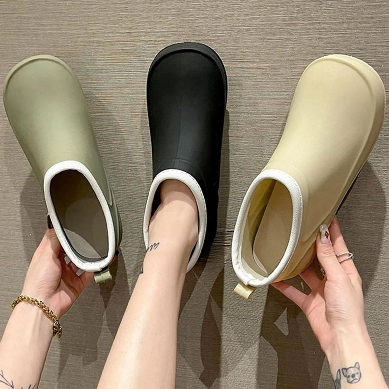 MAIZUN Womens Rain Boots Waterproof Outdoor Chelsea Boots Lightweight Rubber Platform Garden Shoes Anti-slipping Adult