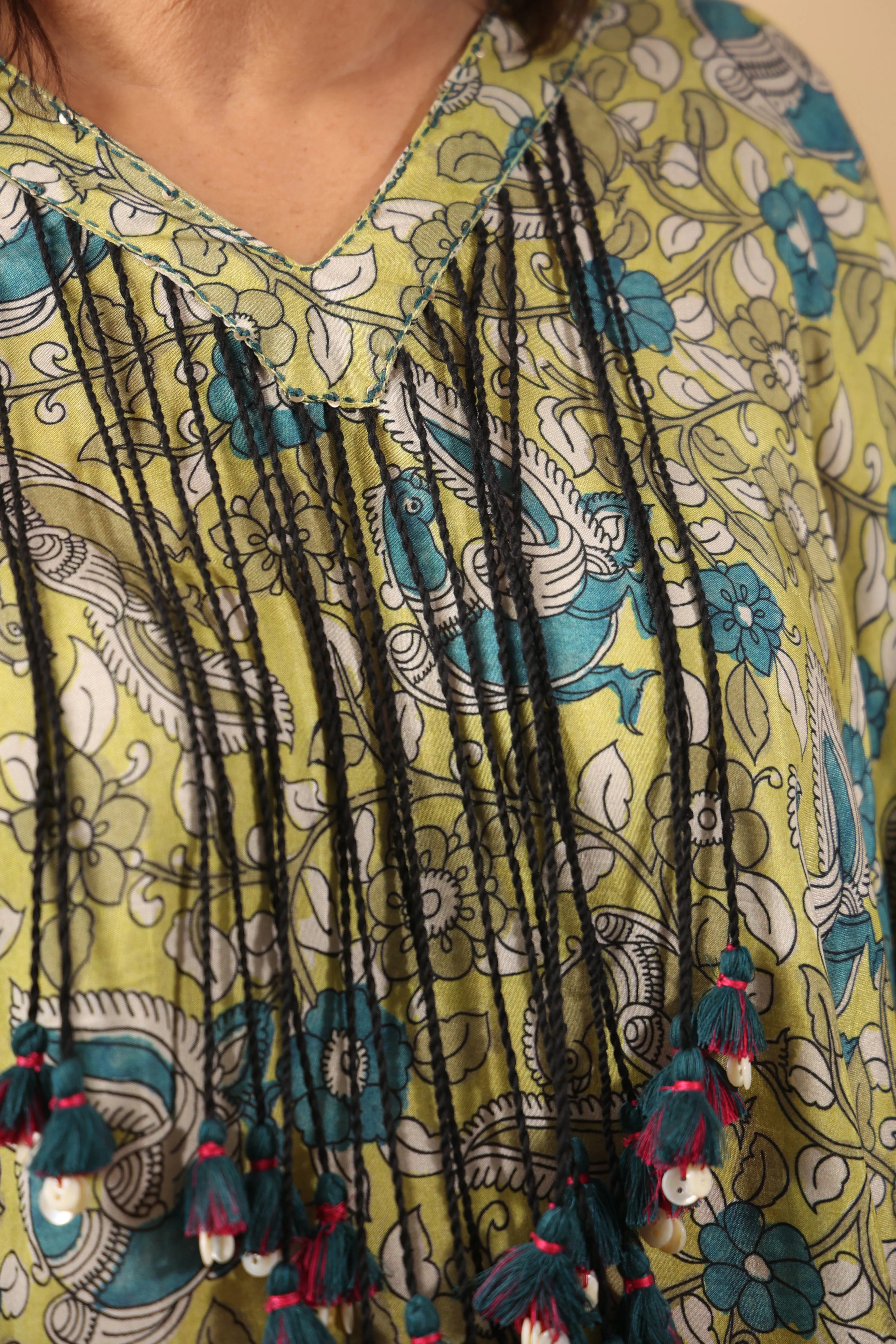 Malhari Green Muslin Chitra Kalmkari 2-Piece Kurta Set