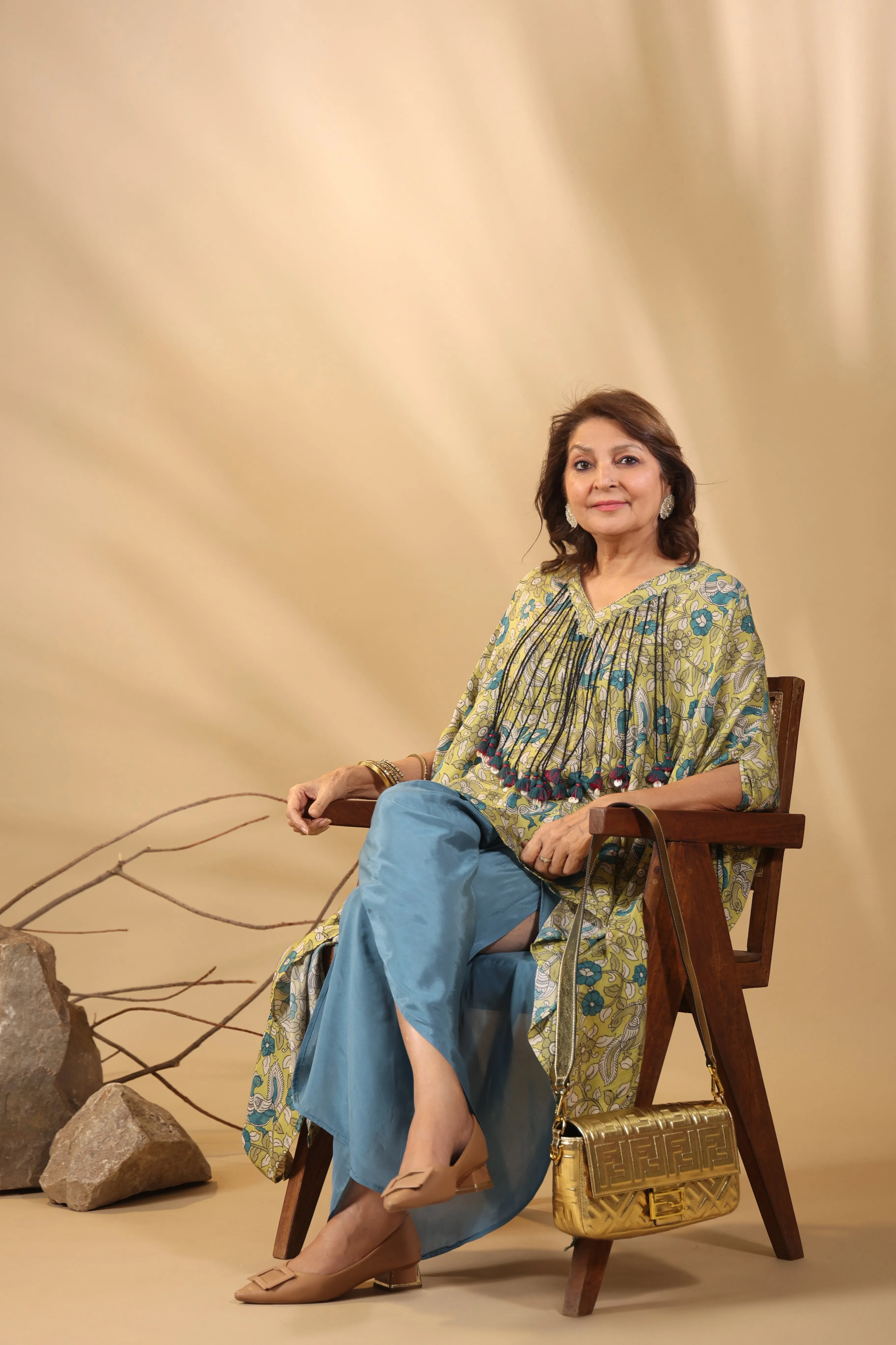 Malhari Green Muslin Chitra Kalmkari 2-Piece Kurta Set