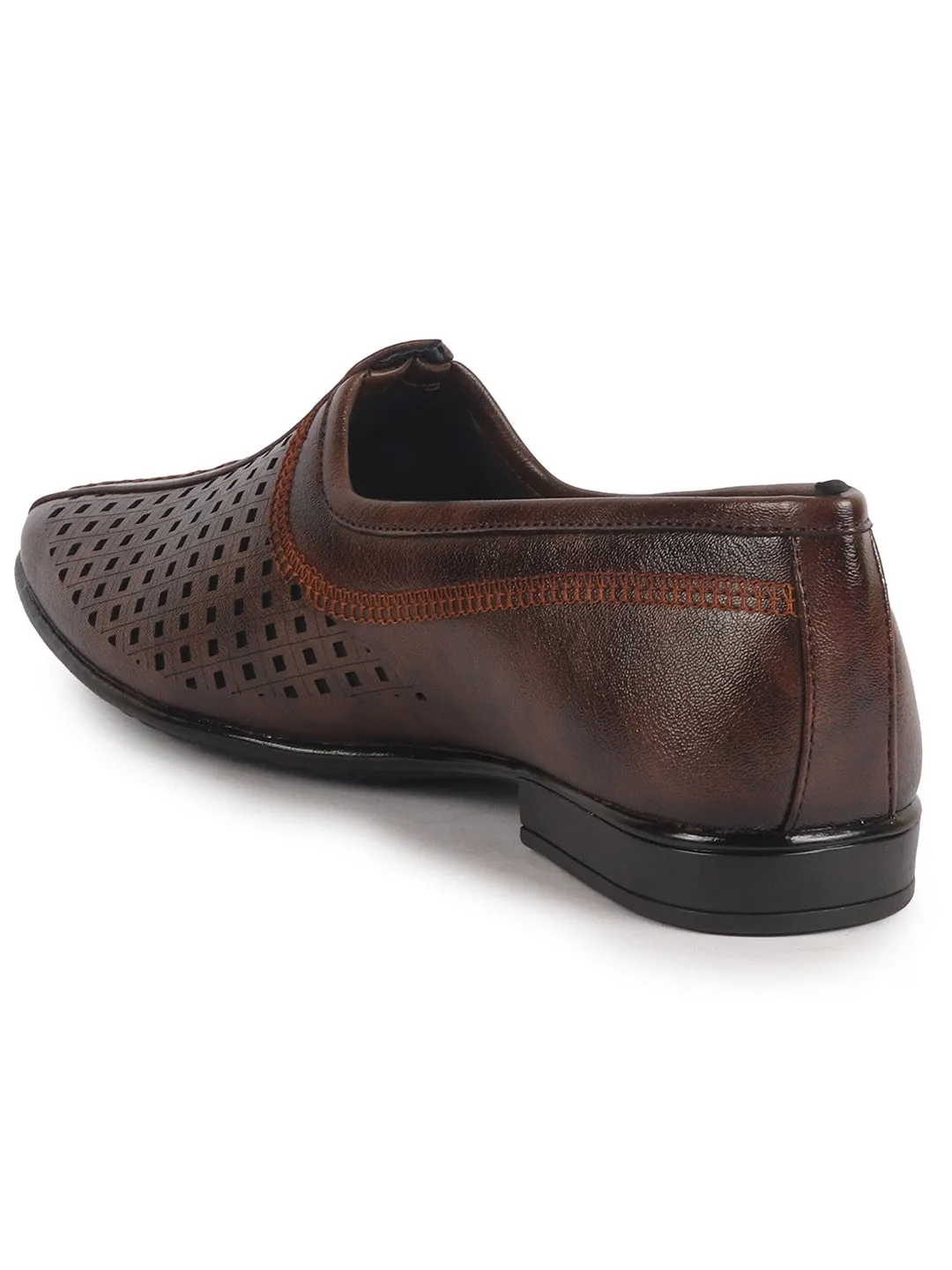 Men Brown Breathable Traditional Wedding Slip On Ethnic Juttis and Mojaris|Party Slip On Evening Shoes|Traditinal Kurta Shoes