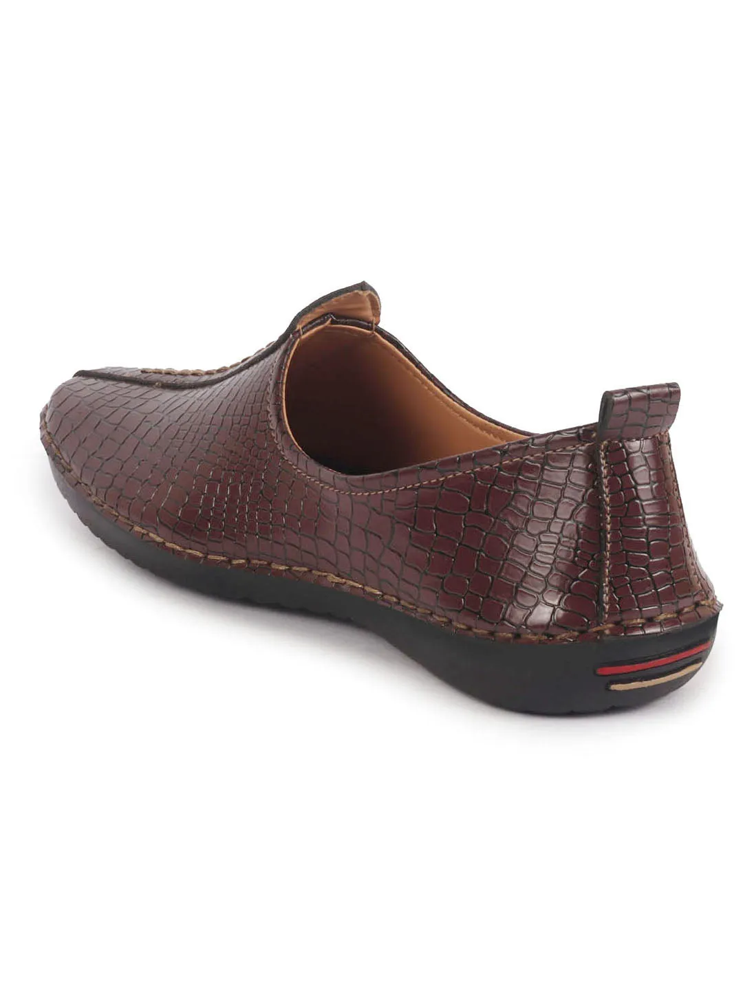 Men Cherry Textured Ethnic Slip On Juttis and Mojaris for Wedding|Party Slip-On|Traditional Kurtas Shoes|Flexible Rubber Sole