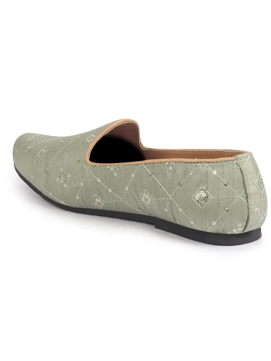 Men Ethnic Embroidered Design Handcrafted Juttis |Premium Fabric Slip ons Mojaris for Wedding |Traditional Sherwani Shoes|Soft Cushioned Insole