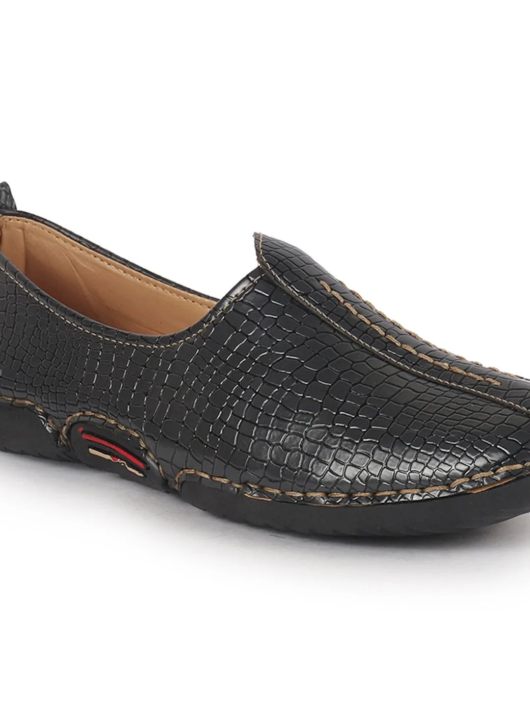 Men Grey Textured Print Ethnic Slip On Juttis and Mojaris for Wedding|Festive Slip-On|Traditional Sherwani Shoes