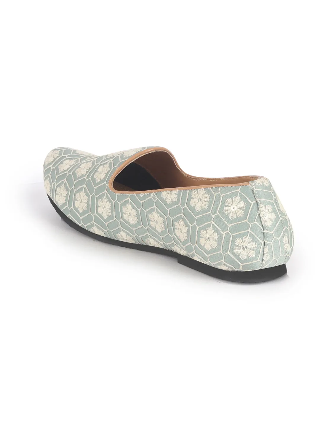 Men Olive Floral Embroidery Ethnic Slip On Juttis and Mojaris for Wedding|Party Slip-On|Traditional Kurtas Shoes