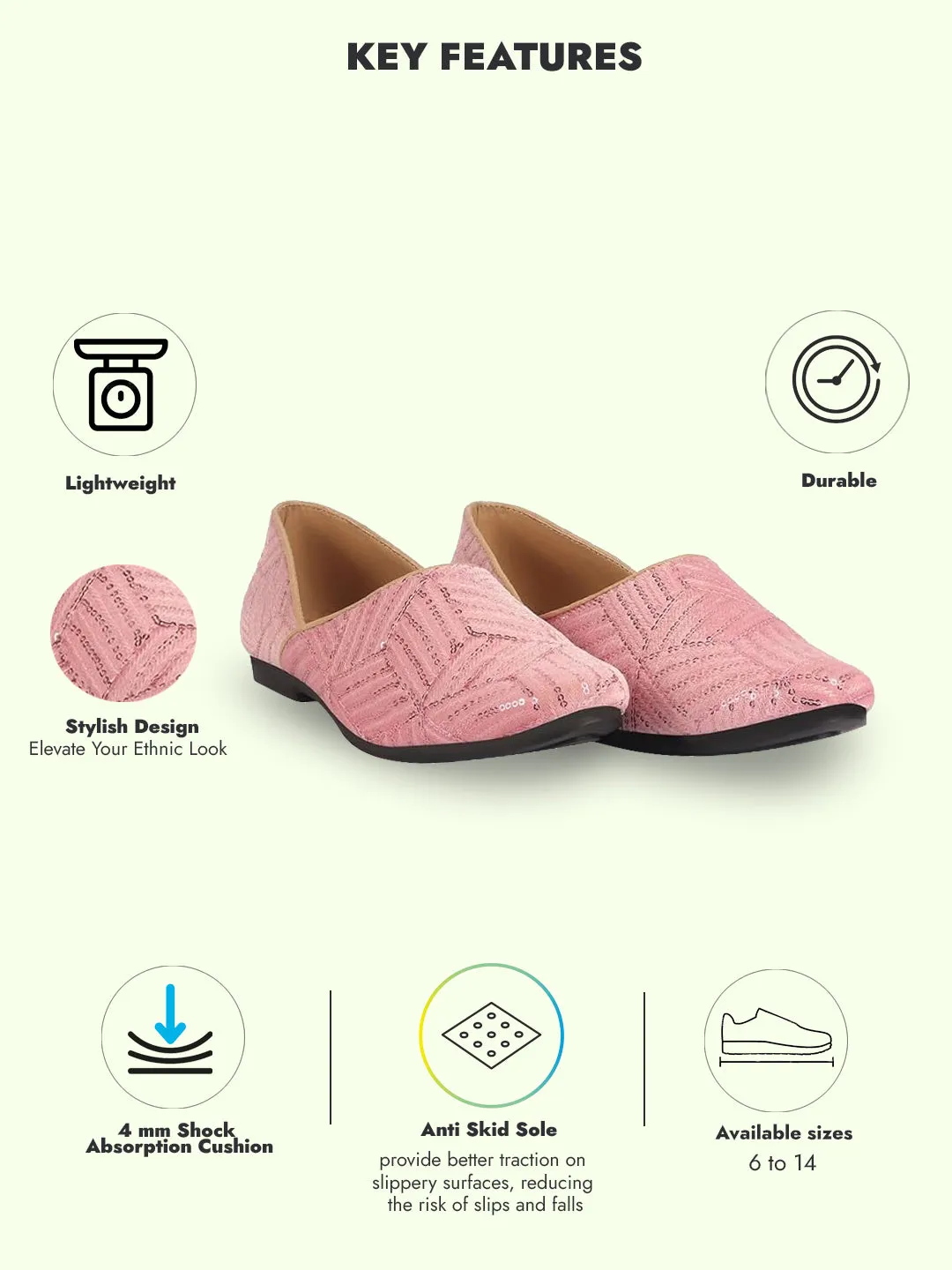 Men Pink Embroidery Sequin Ethnic Half Cut Slip On Juttis and Mojaris for Wedding|Traditional Sherwani Shoes|Slip-On For Nehru Jackets