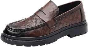 Men's Slip-On Summer Brogue Loafers Perforated Detailing for Outdoor Garden Wedding Receptions