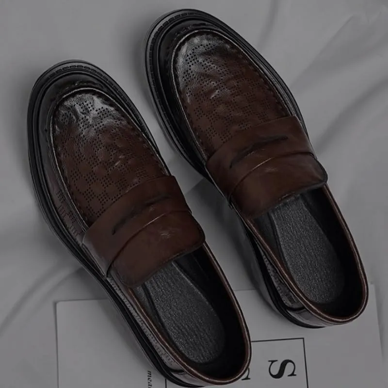 Men's Slip-On Summer Brogue Loafers Perforated Detailing for Outdoor Garden Wedding Receptions
