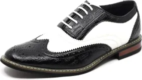 Metrocharm Frank-03 Men's Two Tone Perforated Wing Tip Lace Up Oxford Dress Shoes