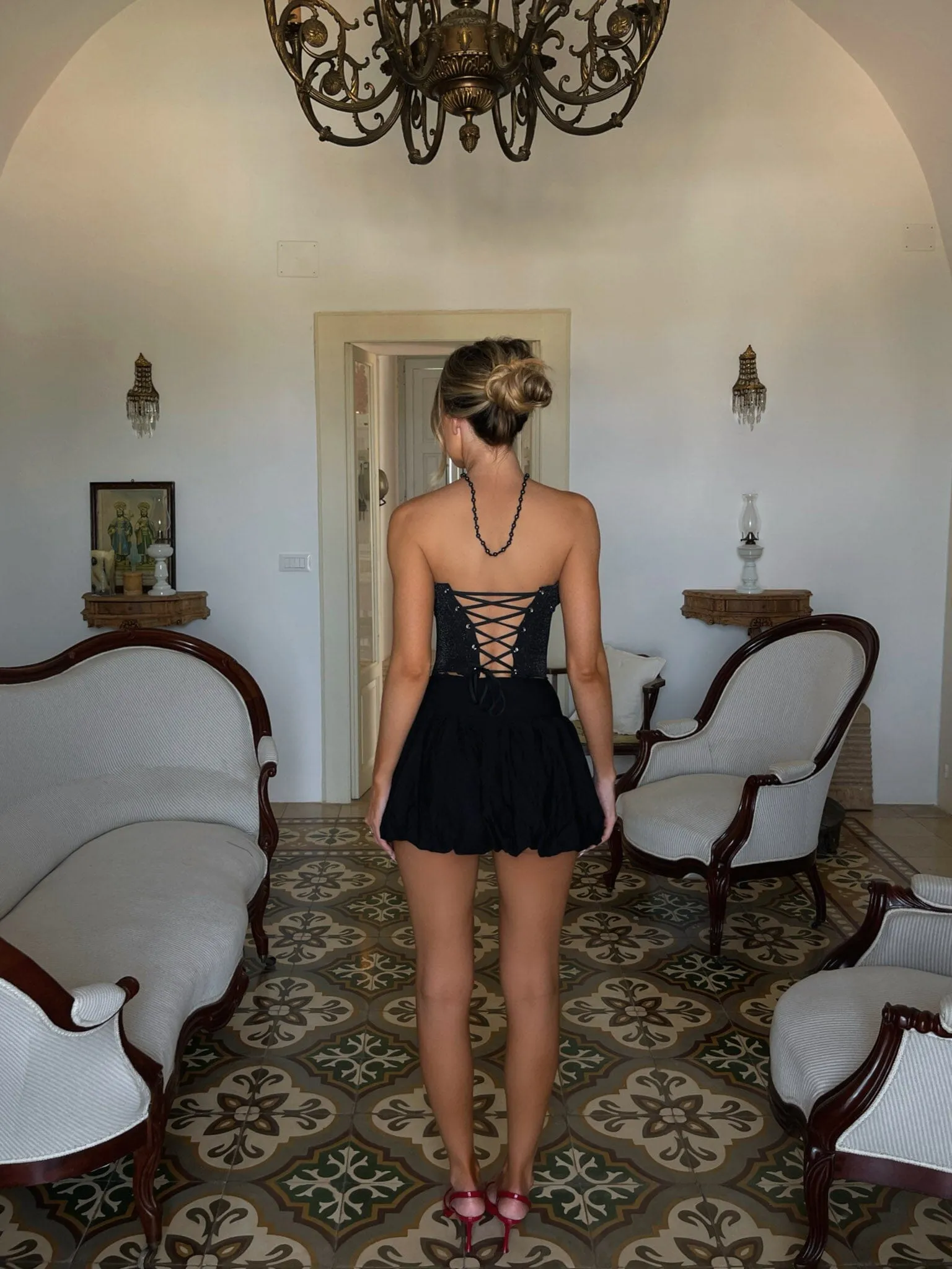 MICHELLE TOP BLACK SHIMMER