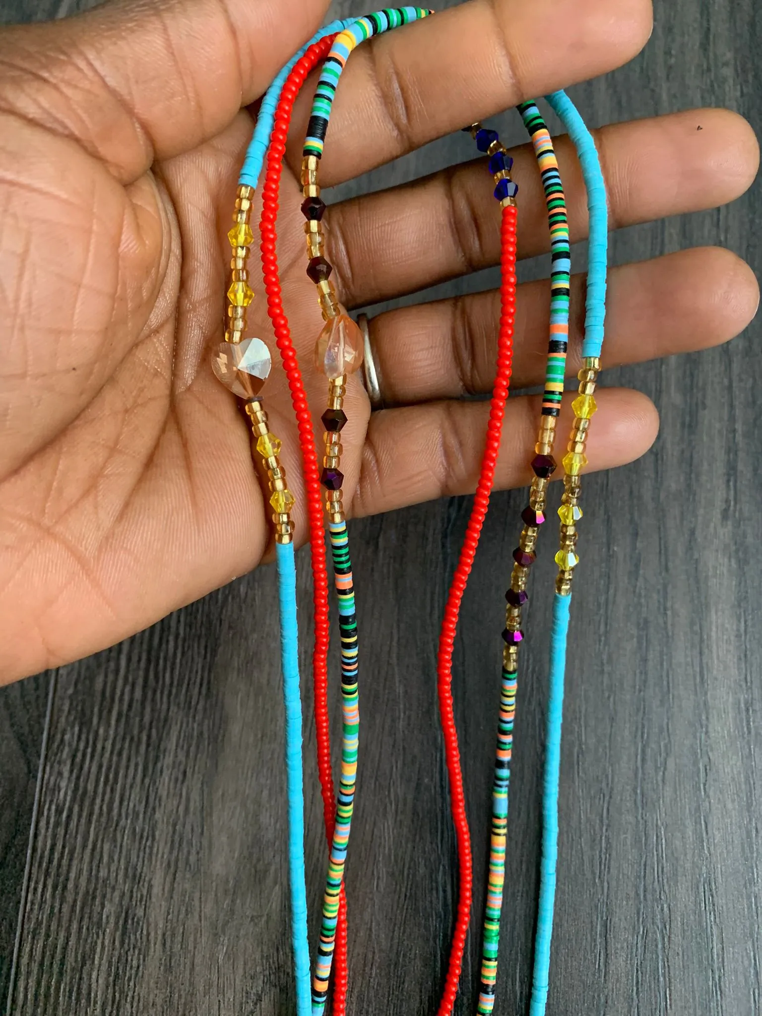 Multicolored-  3 Pc Waist Beads Set