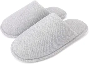 ofoot Womens Indoor Memory Foam Cotton Scuff Slippers Slip On Summer House Shoes Flats Breathable Lightweight Washable Non Skid Rubber Soles