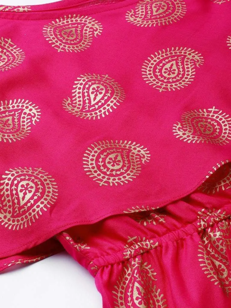 One Shoulder Yoke Overlap Printed Dress