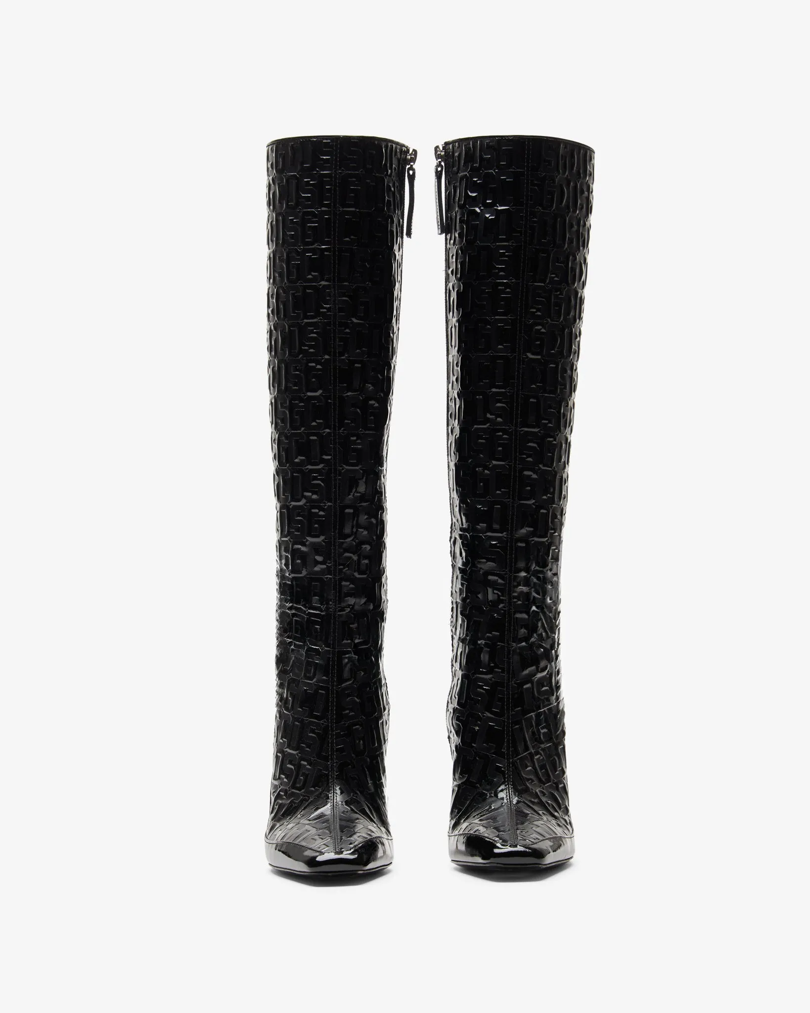 Patent Monogram Logo Chain Boots