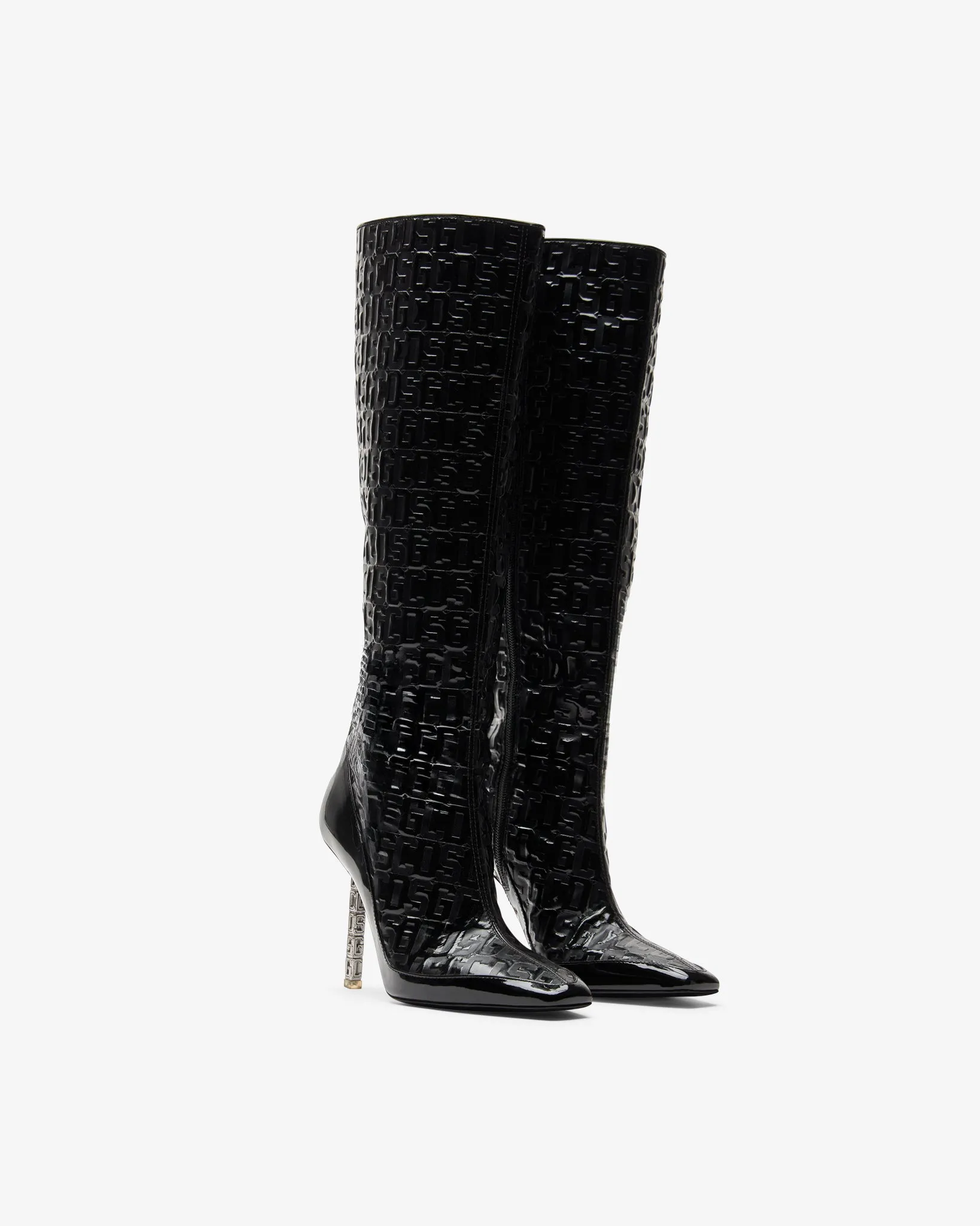 Patent Monogram Logo Chain Boots