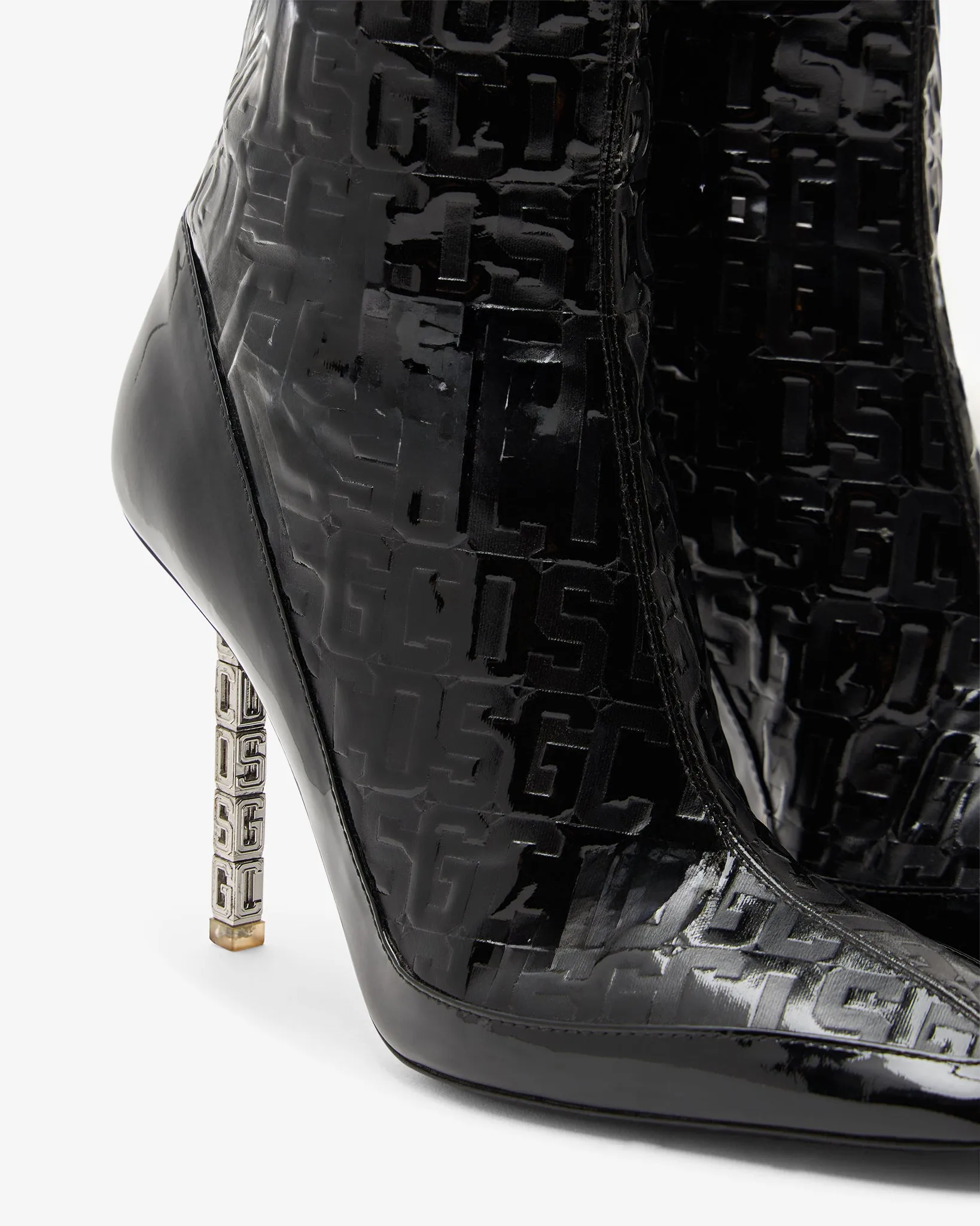 Patent Monogram Logo Chain Boots