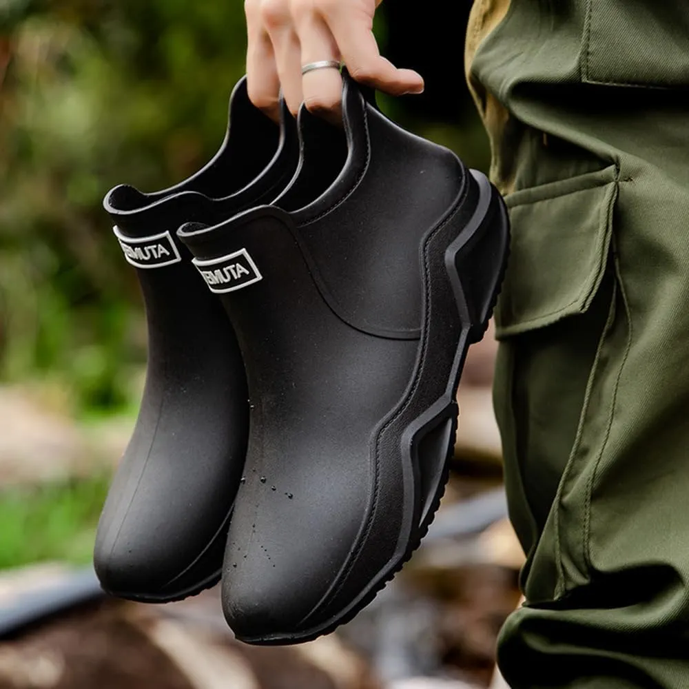 Rojeam Womens Mens Rain Boots Waterproof Rubber Chelsea Shoes Outdoor Walking Water Shoes Ankle Boots
