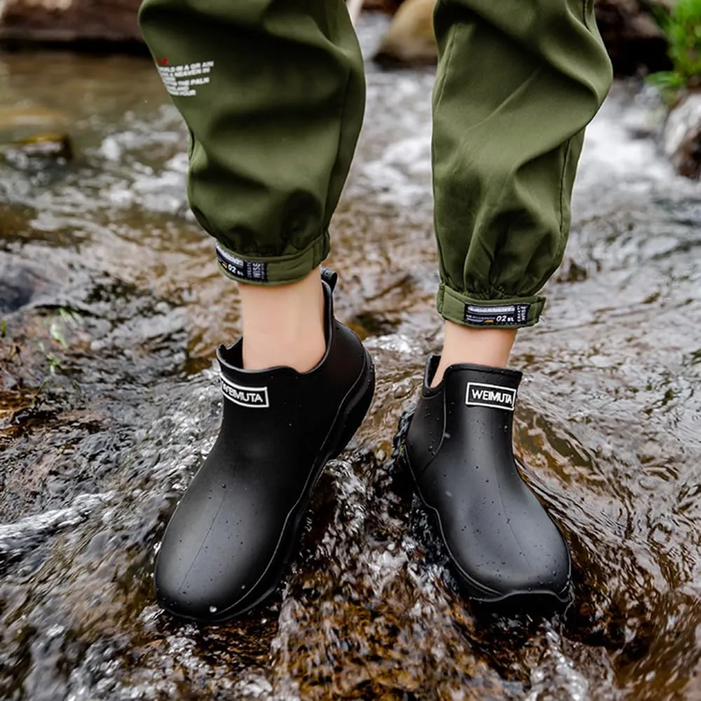 Rojeam Womens Mens Rain Boots Waterproof Rubber Chelsea Shoes Outdoor Walking Water Shoes Ankle Boots