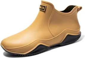 Rojeam Womens Mens Rain Boots Waterproof Rubber Chelsea Shoes Outdoor Walking Water Shoes Ankle Boots